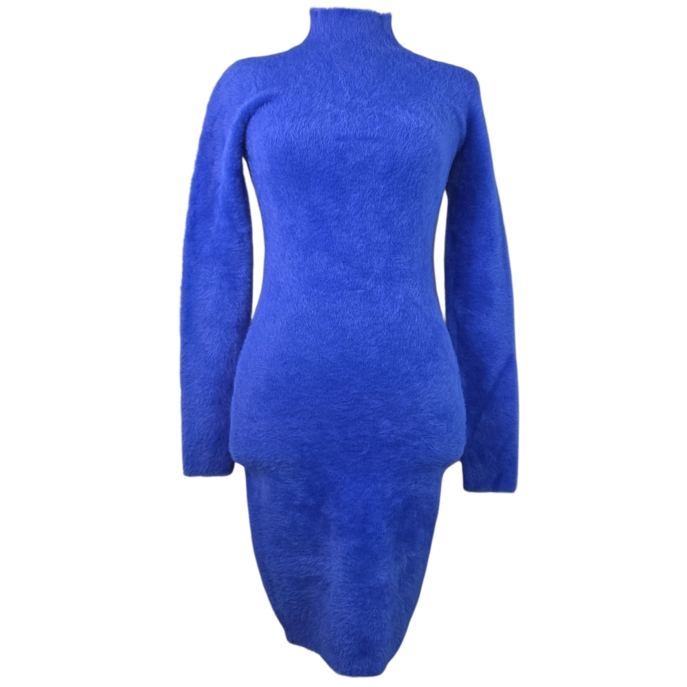 Aritzia Sunday Best Milan Electric Blue Fuzzy Bodycon Dress –Sz S